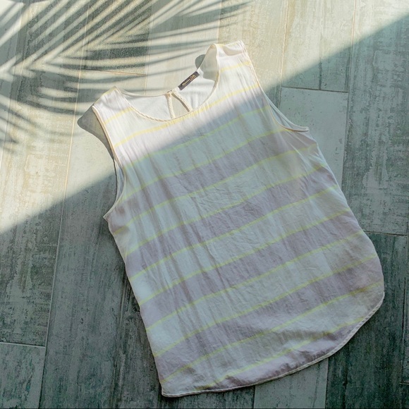 Massimo Dutti 100% Genuine Silk Blouse Gray Striped Top Italy - Picture 9 of 16